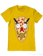 Tricou ADLER barbat Pizza skull Galben
