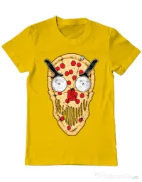 Tricou ADLER barbat Pizza skull Galben