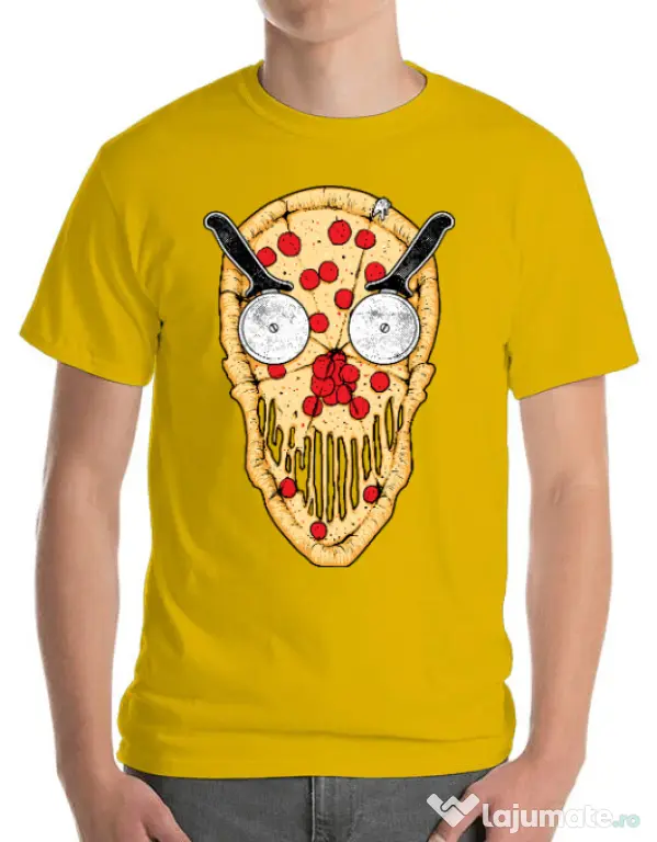 Tricou ADLER barbat Pizza skull Galben