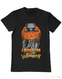Tricou ADLER barbat I want you to halloween Negru