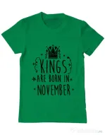 Tricou ADLER barbat Kings are born in November Verde mediu