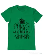 Tricou ADLER barbat Kings are born in September Verde mediu