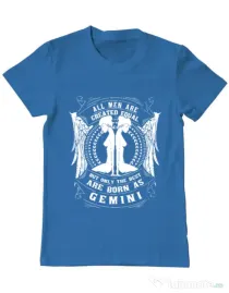 Tricou ADLER barbat The best men are born as Gemini Albastru azuriu
