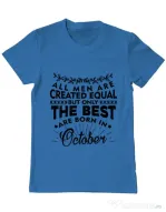 Tricou ADLER barbat The best men are born in October Albastru azuriu