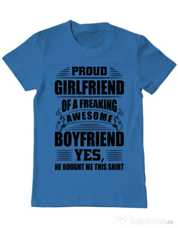 Tricou ADLER barbat Proud girlfriend Albastru azuriu