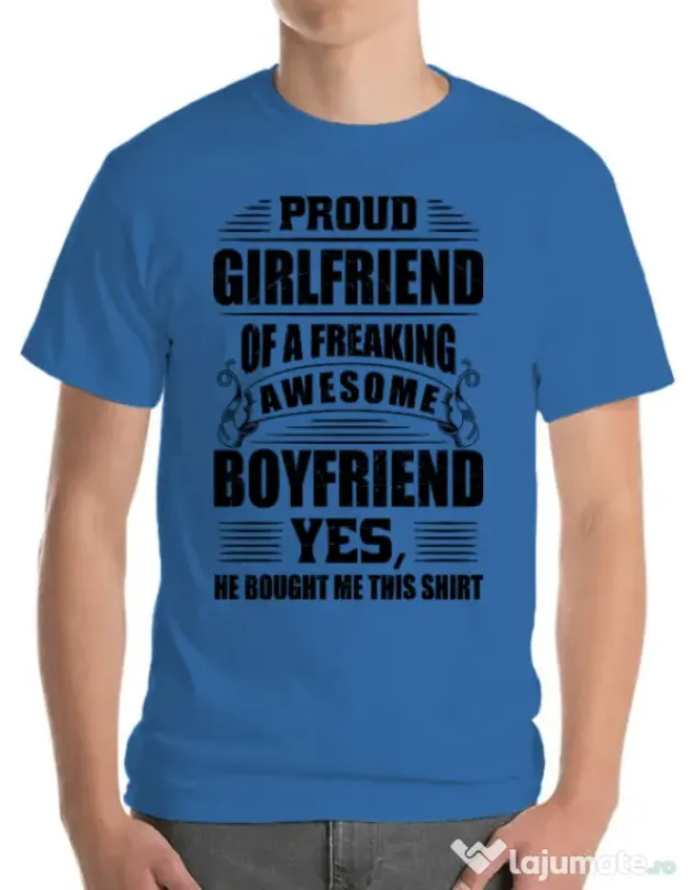Tricou ADLER barbat Proud girlfriend Albastru azuriu