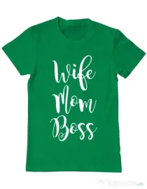 Tricou ADLER barbat Wife mom boss Verde mediu