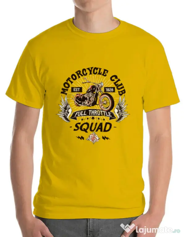 Tricou ADLER barbat Motorcycle club Galben