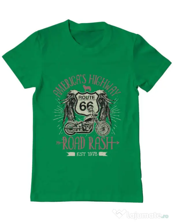 Tricou ADLER barbat Highway 66 Verde mediu