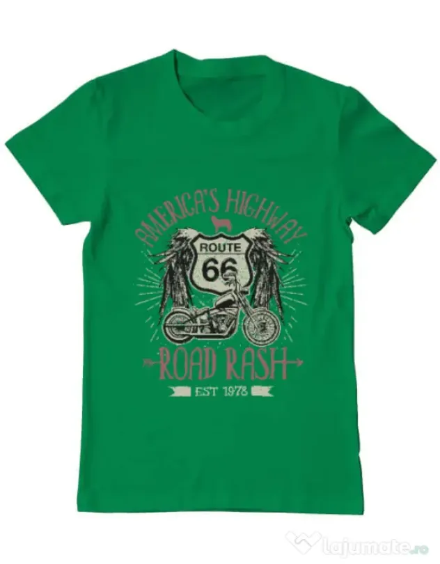 Tricou ADLER barbat Highway 66 Verde mediu