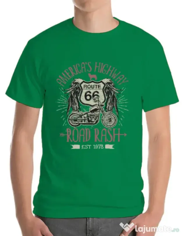 Tricou ADLER barbat Highway 66 Verde mediu