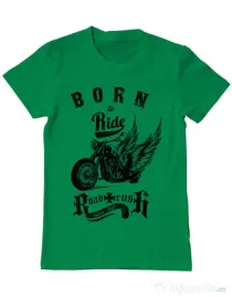 Tricou ADLER barbat Born to ride Verde mediu