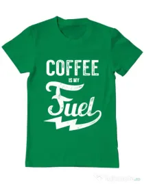 Tricou ADLER barbat Coffee is my fuel Verde mediu