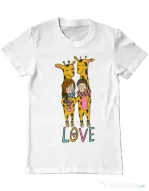 Tricou ADLER barbat Giraffes love Alb