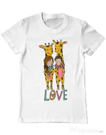 Tricou ADLER barbat Giraffes love Alb