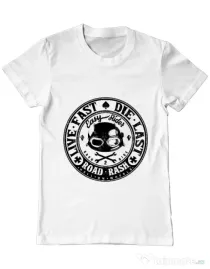 Tricou ADLER barbat Road rash Alb