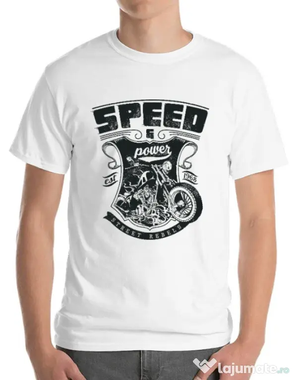 Tricou ADLER barbat Speed and power Alb