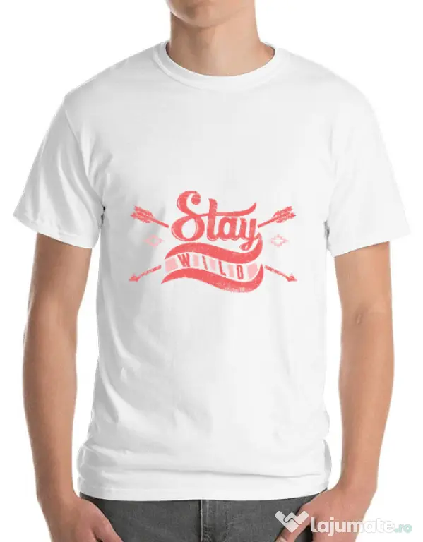 Tricou ADLER barbat Stay wild Alb
