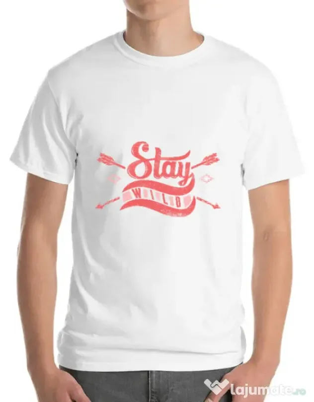 Tricou ADLER barbat Stay wild Alb