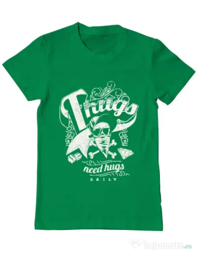 Tricou ADLER barbat Thugs need hugs Verde mediu