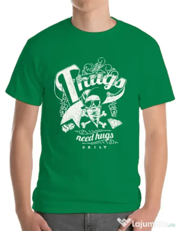 Tricou ADLER barbat Thugs need hugs Verde mediu