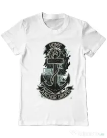 Tricou ADLER barbat The anchor drops Alb