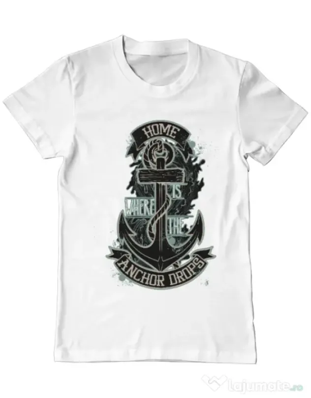 Tricou ADLER barbat The anchor drops Alb