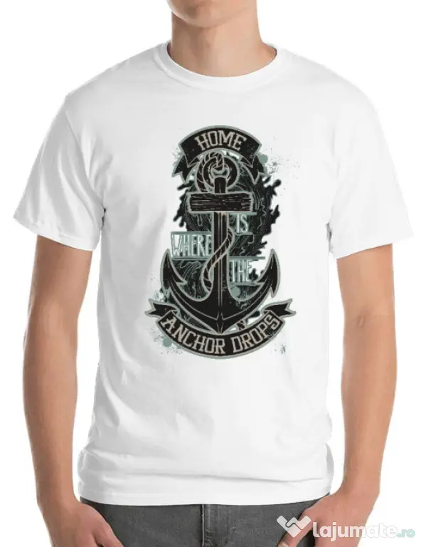 Tricou ADLER barbat The anchor drops Alb