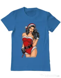 Tricou ADLER barbat Sexy Santa Girl Albastru azuriu