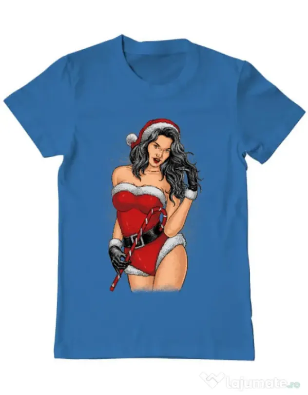 Tricou ADLER barbat Sexy Santa Girl Albastru azuriu