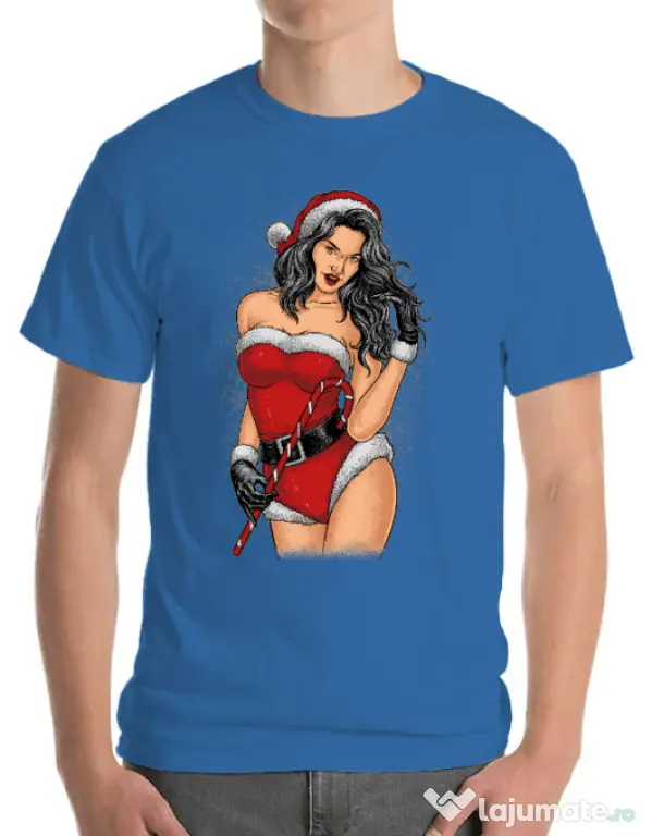Tricou ADLER barbat Sexy Santa Girl Albastru azuriu