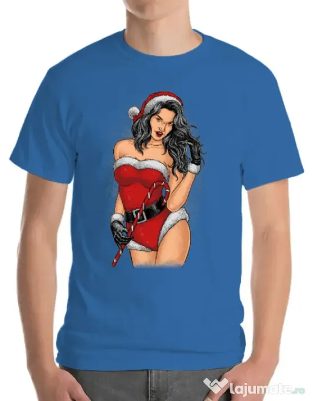 Tricou ADLER barbat Sexy Santa Girl Albastru azuriu