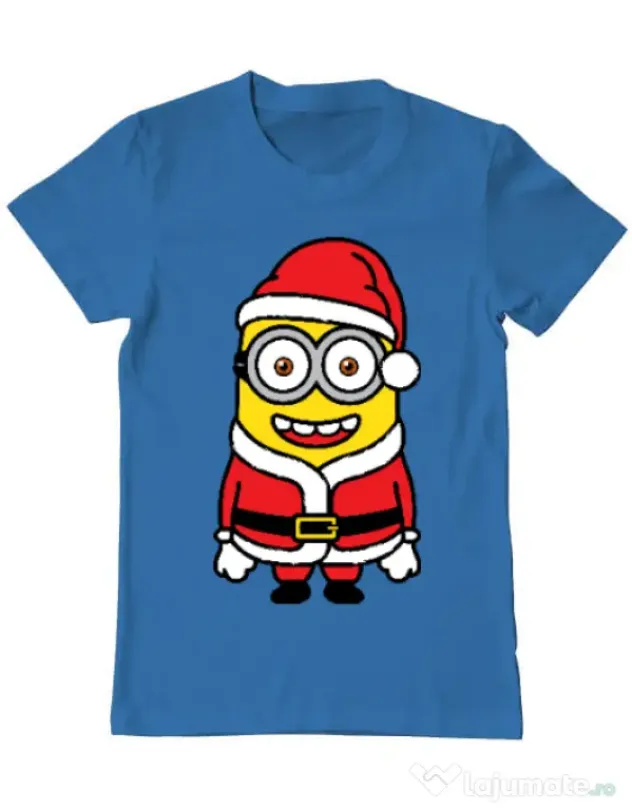 Tricou ADLER barbat Santa minions Albastru azuriu