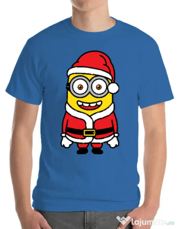 Tricou ADLER barbat Santa minions Albastru azuriu