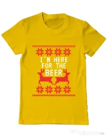 Tricou ADLER barbat Here for the beer Galben