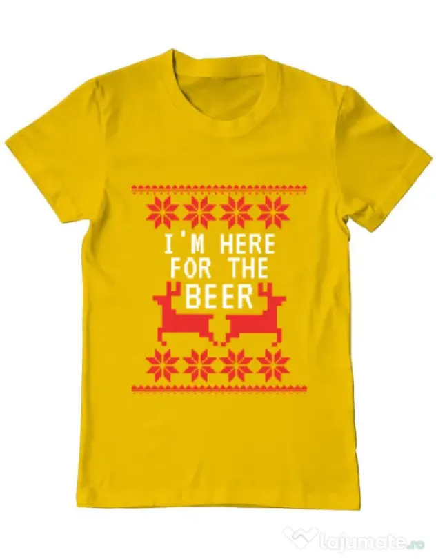 Tricou ADLER barbat Here for the beer Galben