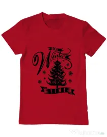 Tricou ADLER barbat Winter time Rosu