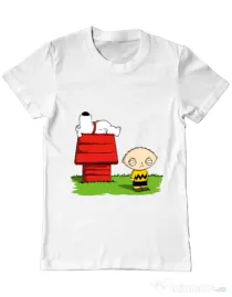Tricou ADLER barbat Stewie and Snoopy Alb