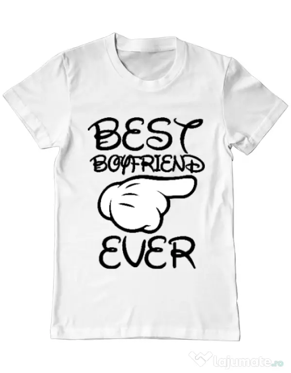 Tricou ADLER barbat Best boyfriend ever Alb