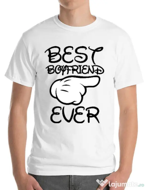 Tricou ADLER barbat Best boyfriend ever Alb