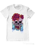 Tricou ADLER barbat Hand skull Alb
