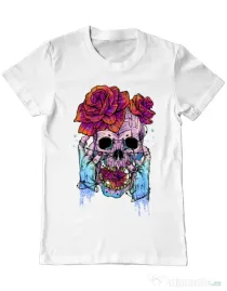 Tricou ADLER barbat Hand skull Alb