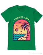Tricou ADLER barbat Sunset trip Verde mediu