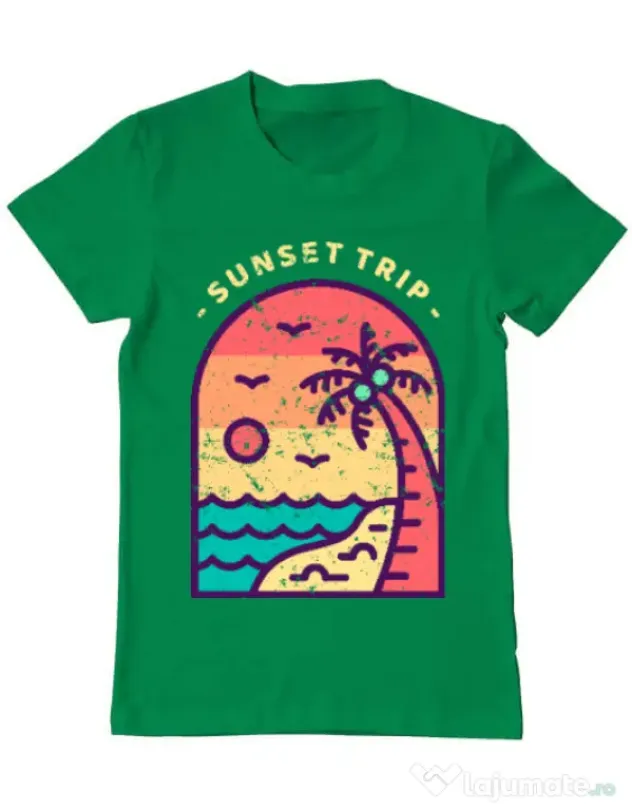 Tricou ADLER barbat Sunset trip Verde mediu