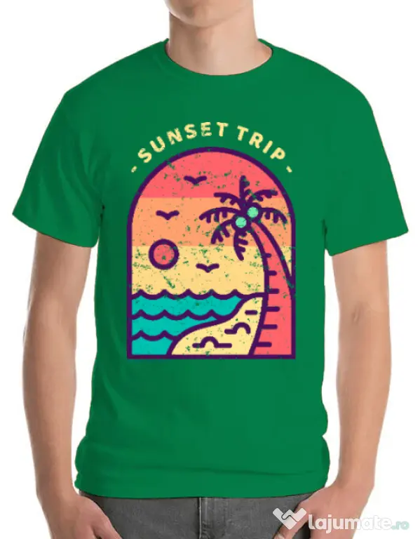Tricou ADLER barbat Sunset trip Verde mediu