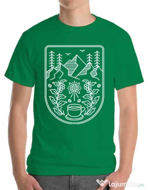 Tricou ADLER barbat Natural coffee Verde mediu