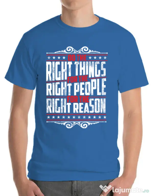 Tricou ADLER barbat Do the right things Albastru azuriu