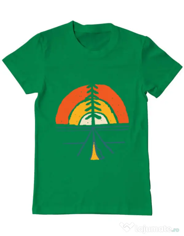 Tricou ADLER barbat Camp and sunset Verde mediu