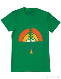 Tricou ADLER barbat Camp and sunset Verde mediu