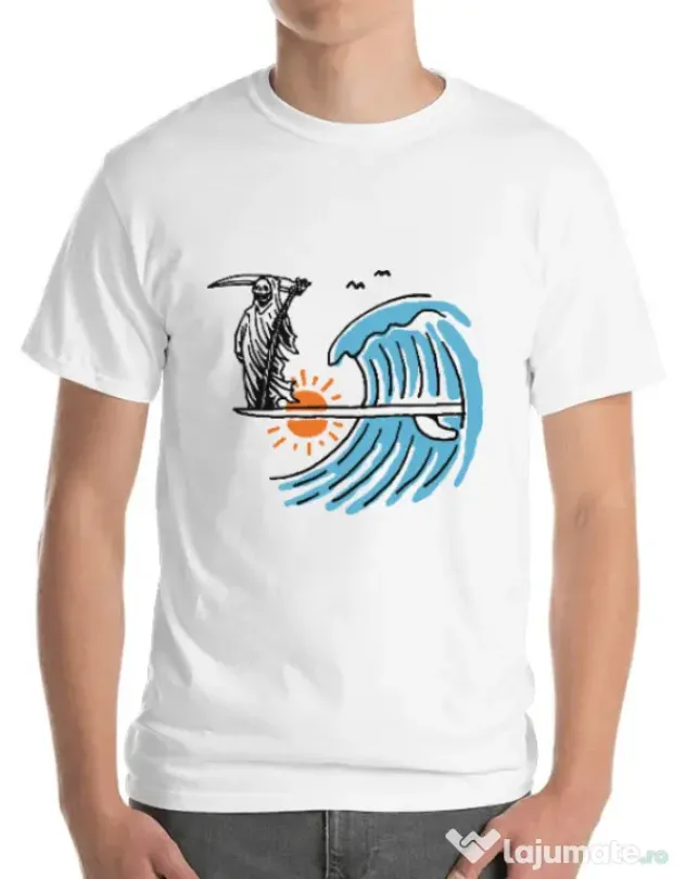 Tricou ADLER barbat Grim surfer Alb